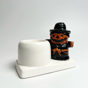Vintage Kmart Ceramic Scarecrow Halloween Candle Holder